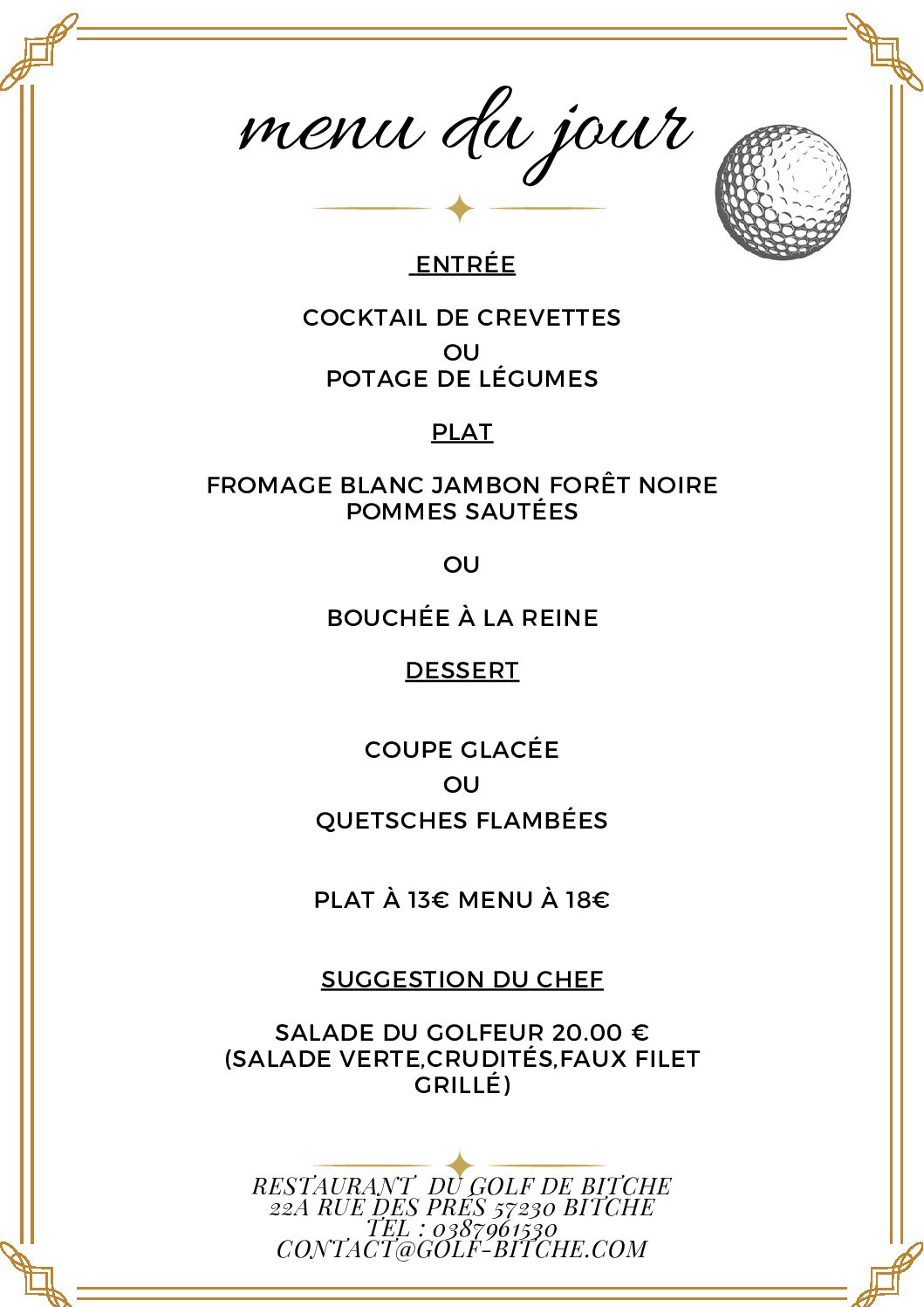 Menu de la semaine