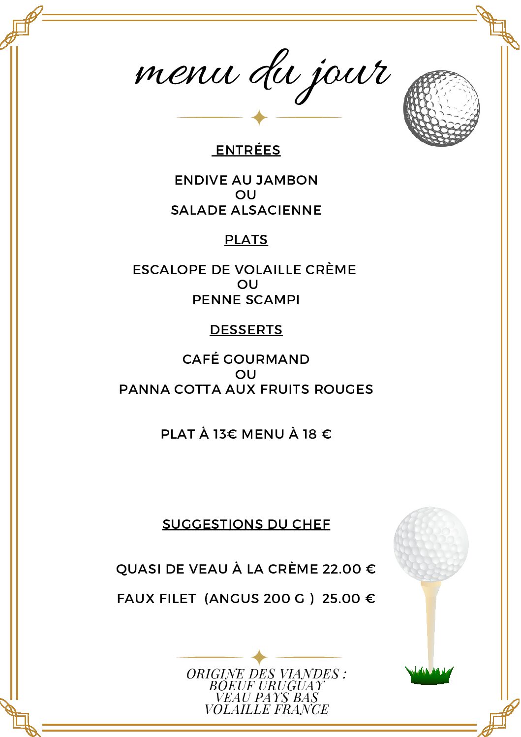 Menu de la semaine